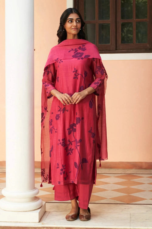 Rouge Floral Applique Kurta set