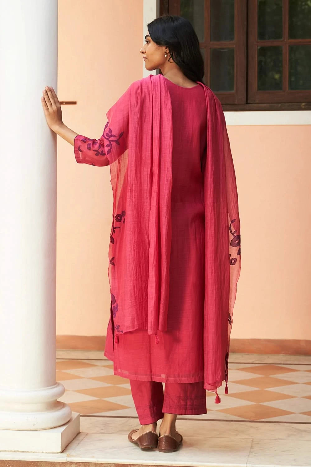 Rouge Floral Applique Kurta set