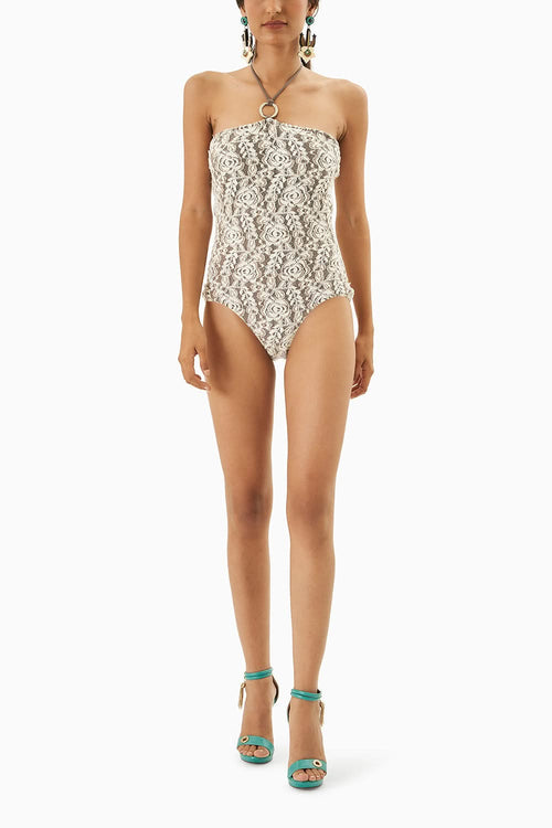 Ivory & Brown One Piece Monokini