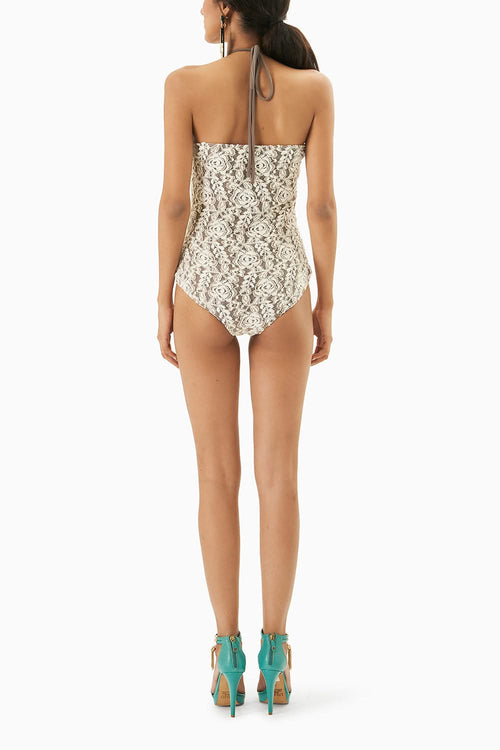 Ivory & Brown One Piece Monokini