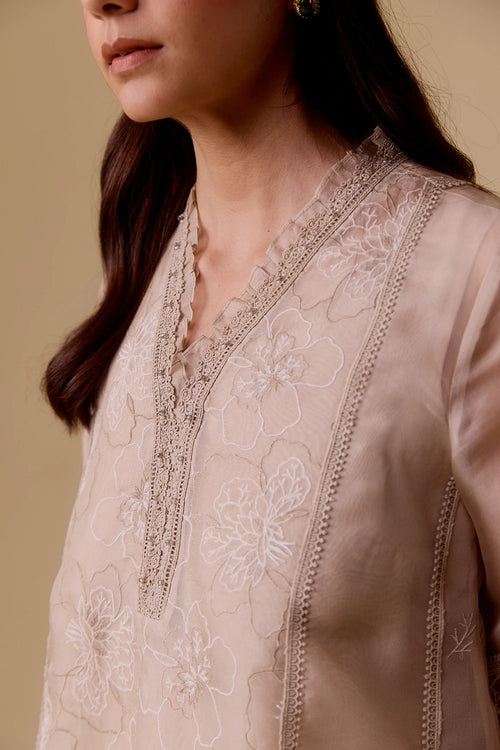 Farida Beige Kurta Set