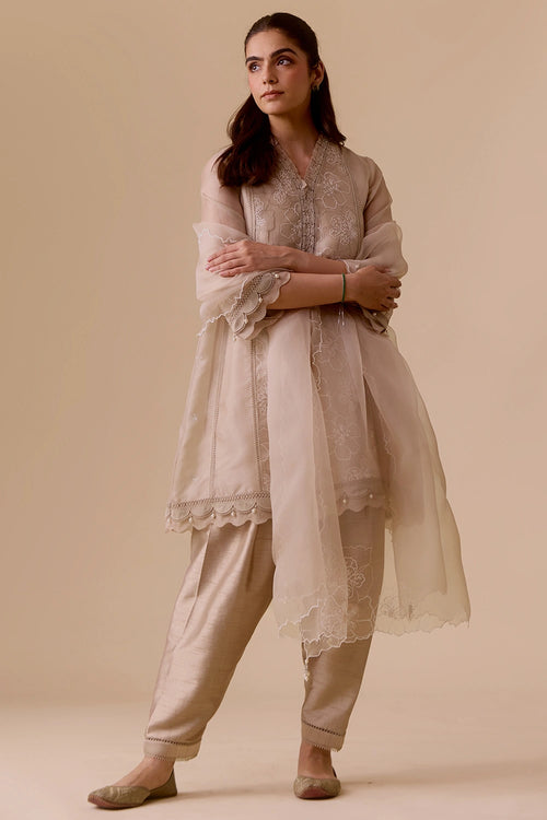 Farida Beige Kurta Set