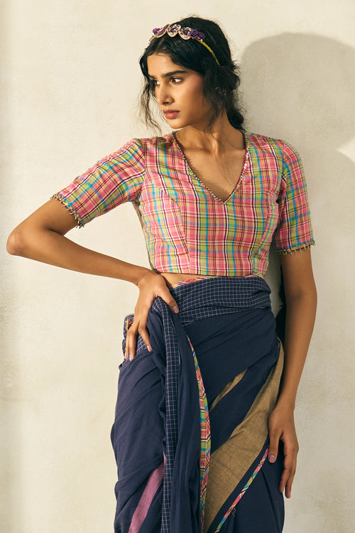 Punch Pink Check  Tony Blouse