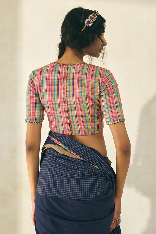 Punch Pink Check  Tony Blouse