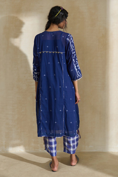 Artisnal Blue Nancy Kurta With Pants And Dupatta