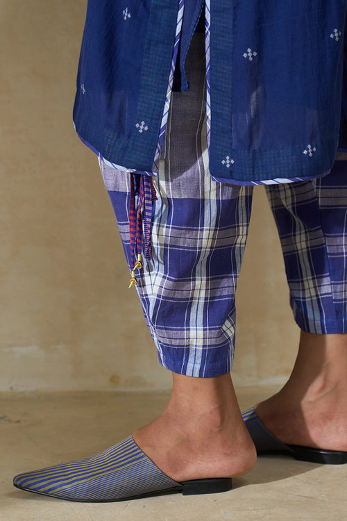 Artisnal Blue Nancy Kurta With Pants And Dupatta