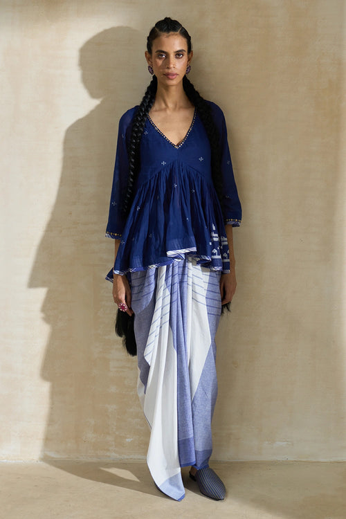 Artisnal Blue Kate Top With Bob Skirt