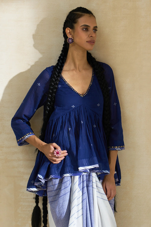 Artisnal Blue Kate Top With Bob Skirt