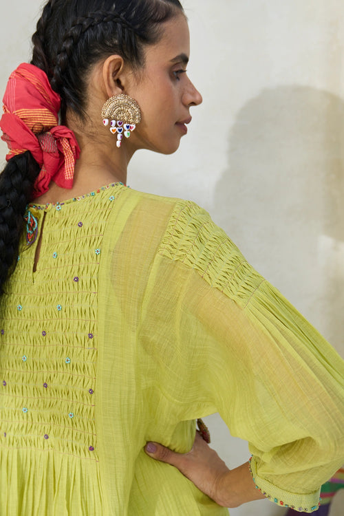 Lime Green Ollie Kurta With Coco Pants And Ross Dupatta
