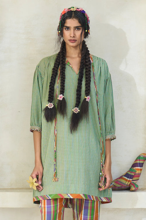 Spring Green Check Mili Tunic