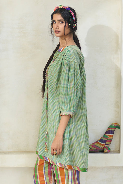 Spring Green Check Mili Tunic