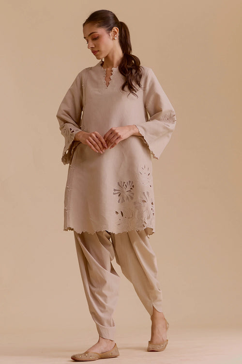 Resham Sand Kurta Set