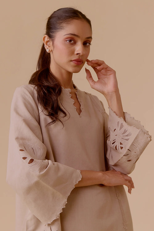 Resham Sand Kurta Set