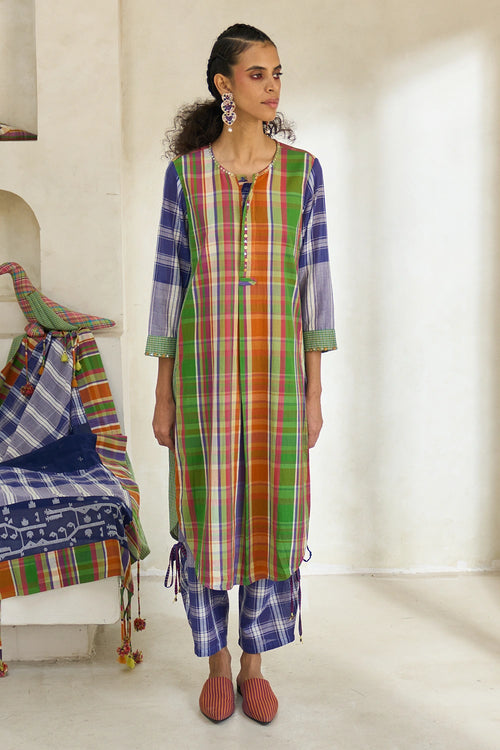 Multicolor Kim Kurta With Oliver Pants And Ross Dupatta
