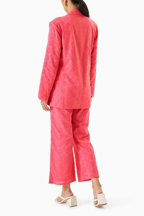 Pink Broderie Blazer -Pant Set