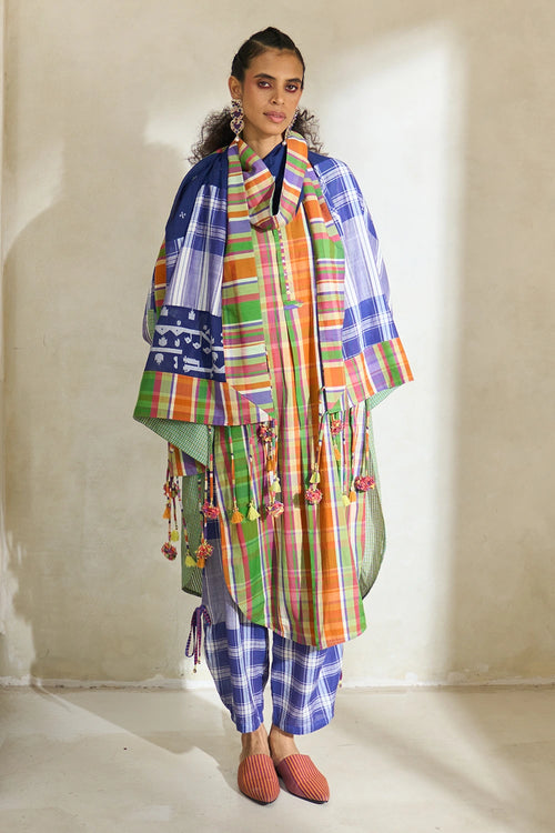 Multicolor Kim Kurta With Oliver Pants And Ross Dupatta