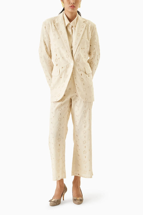 Broderie Blazer & Pant Set