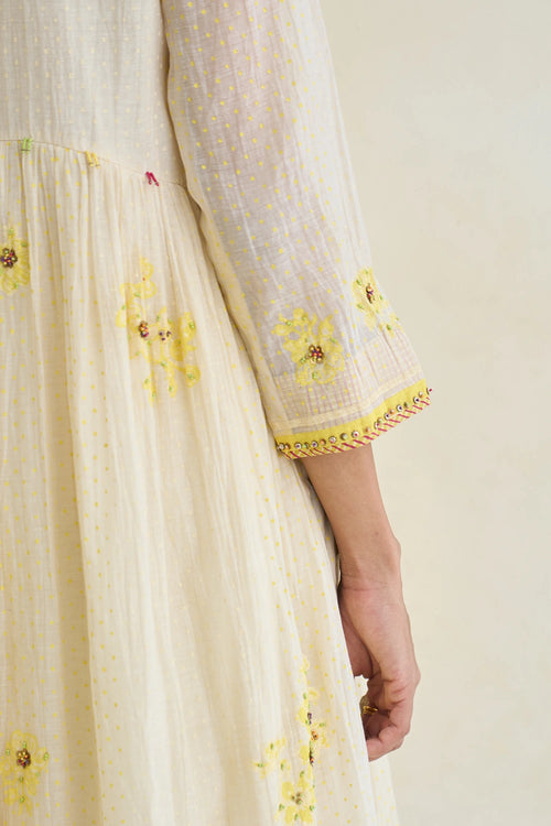 Oyster White Lake Kurta With Zoe Pants And Tru Dupatta