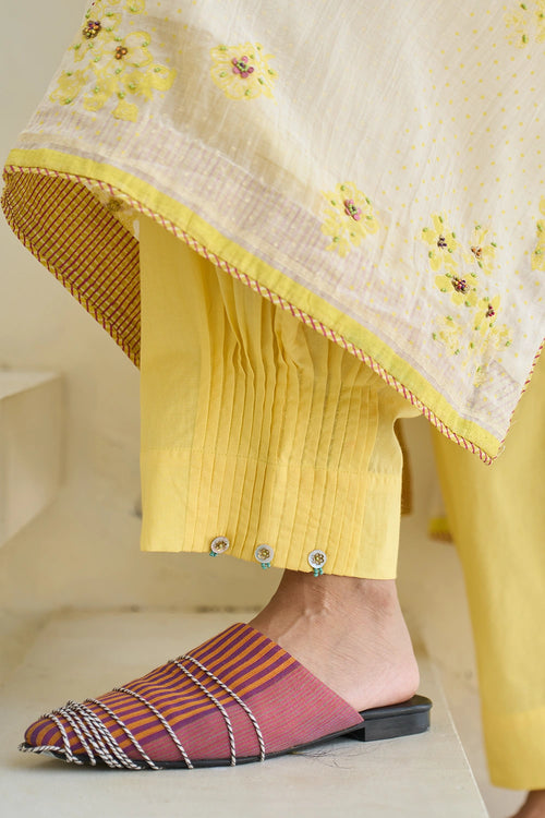Oyster White Lake Kurta With Zoe Pants And Tru Dupatta