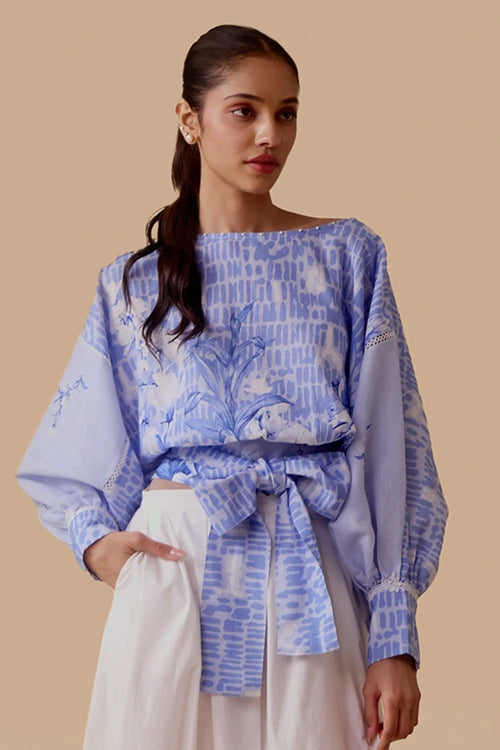 Maria Blue Print Top