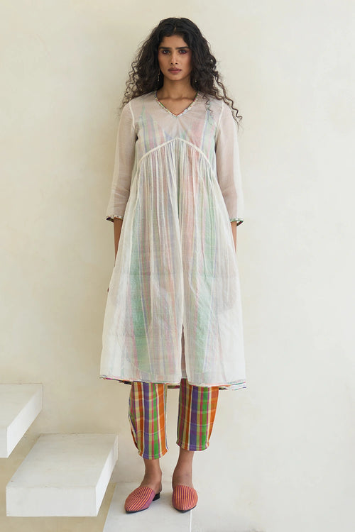 Oyster White Minty Kurta With Coco Pants