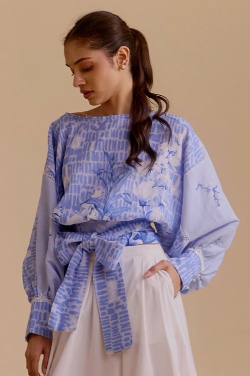 Maria Blue Print Top