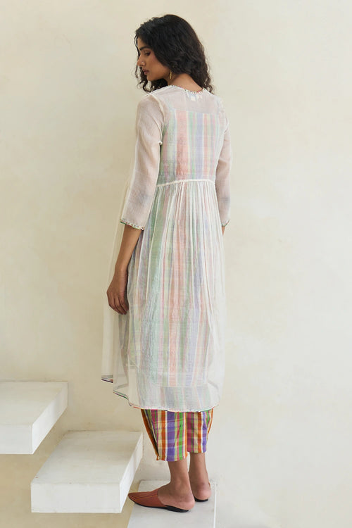 Oyster White Minty Kurta With Coco Pants