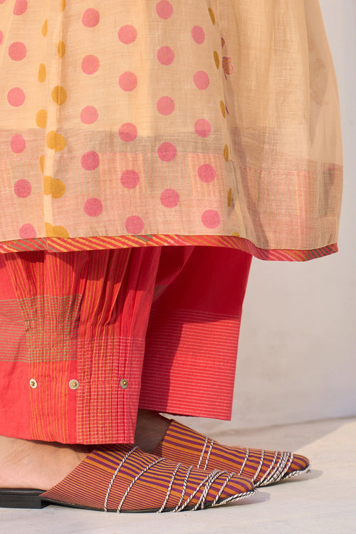Sunny Peach Mira Kurta With Rio Pants And Rose Dupatta