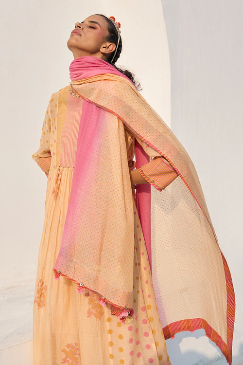 Peach Pink Rose Dupatta