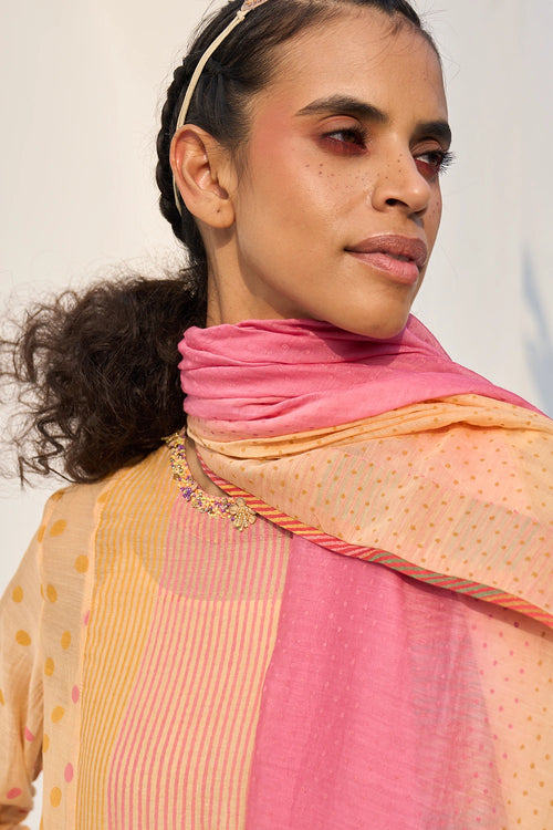 Peach Pink Rose Dupatta