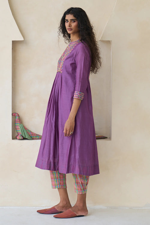Ametthyst Purple Kathy Kurta With Dove Pants And Nova Dupatta