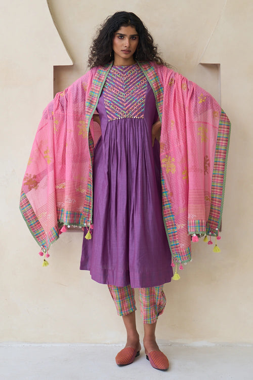 Ametthyst Purple Kathy Kurta With Dove Pants And Nova Dupatta