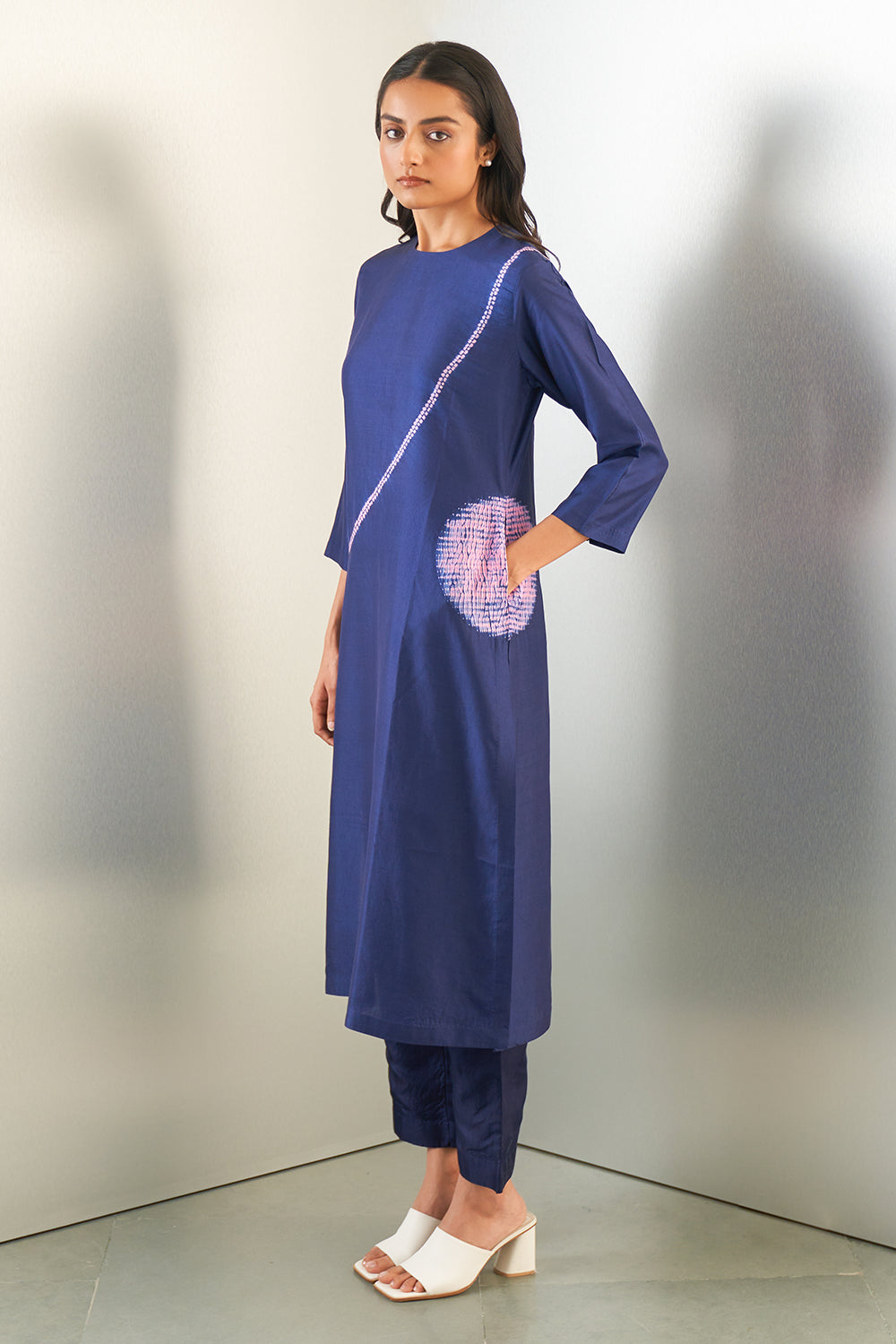 Pink Navy Classic Welders Kurta