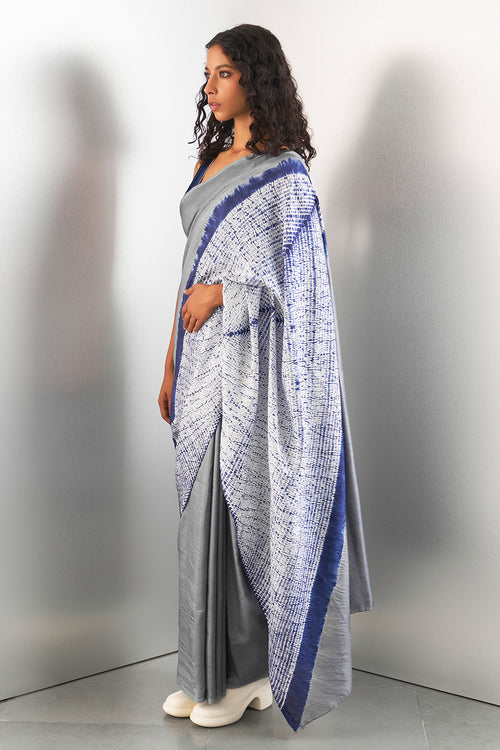 Grey Navy Stream Saree