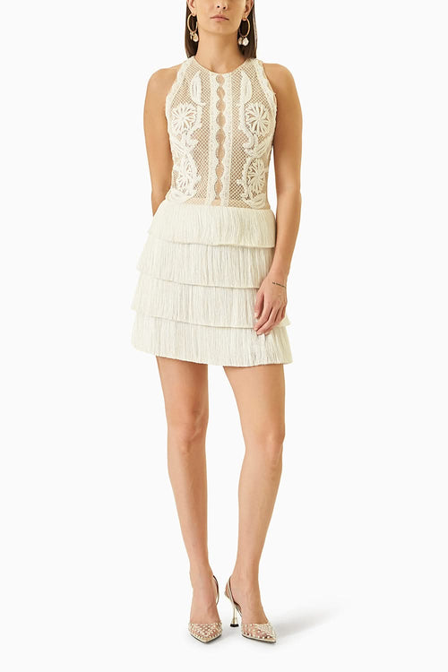 White Fringes Short Dress