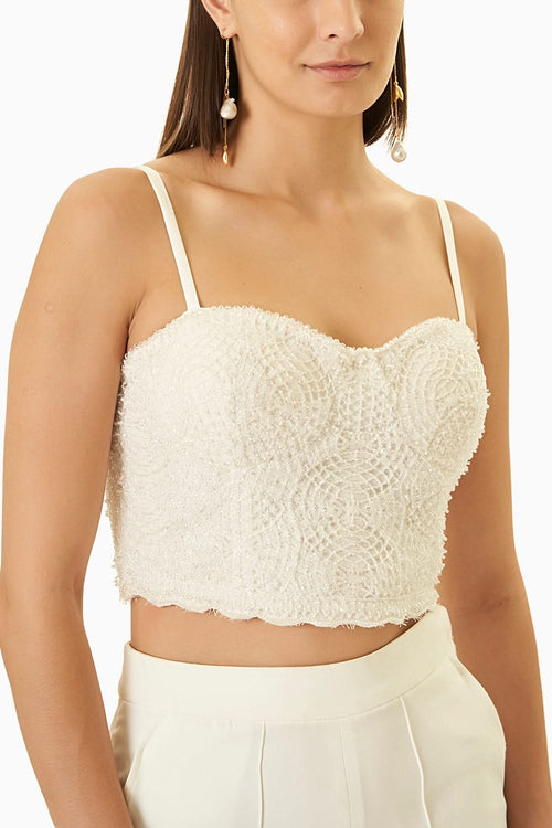 White Crystal Jacket with Corset and Pants