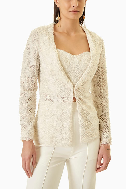 White Crystal Jacket with Corset and Pants