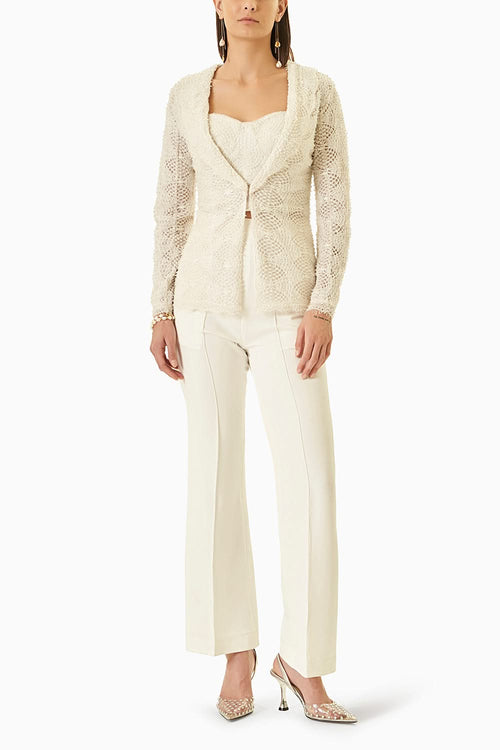 White Crystal Jacket with Corset and Pants
