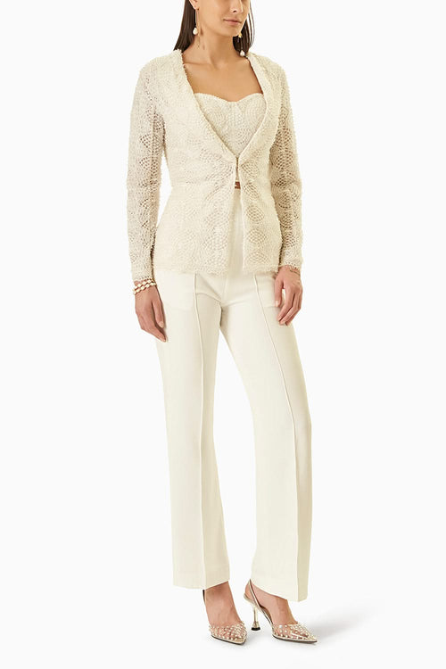 White Crystal Jacket with Corset and Pants