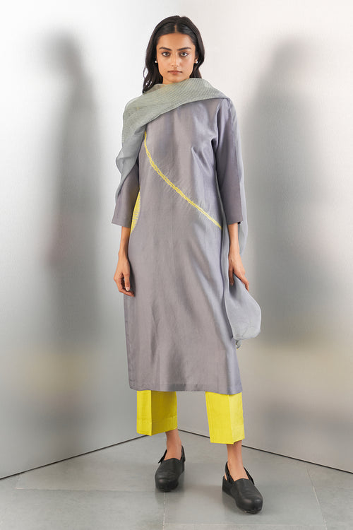 Lime Grey Classic Welders Kurta