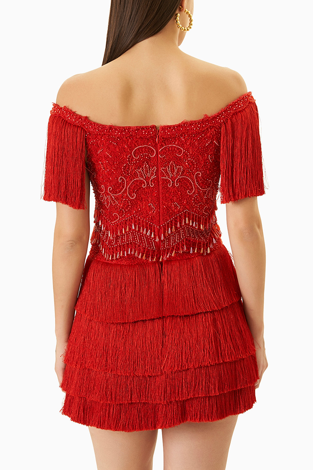 Red Fringes Short Dress