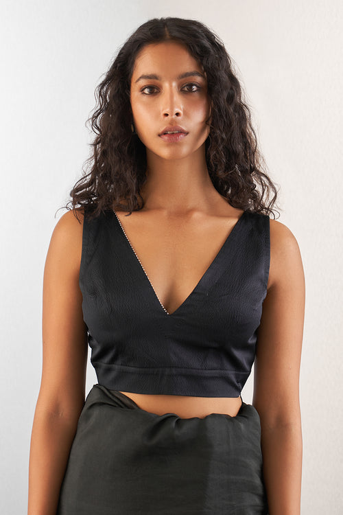 Black Staple Sleeveless Blouse
