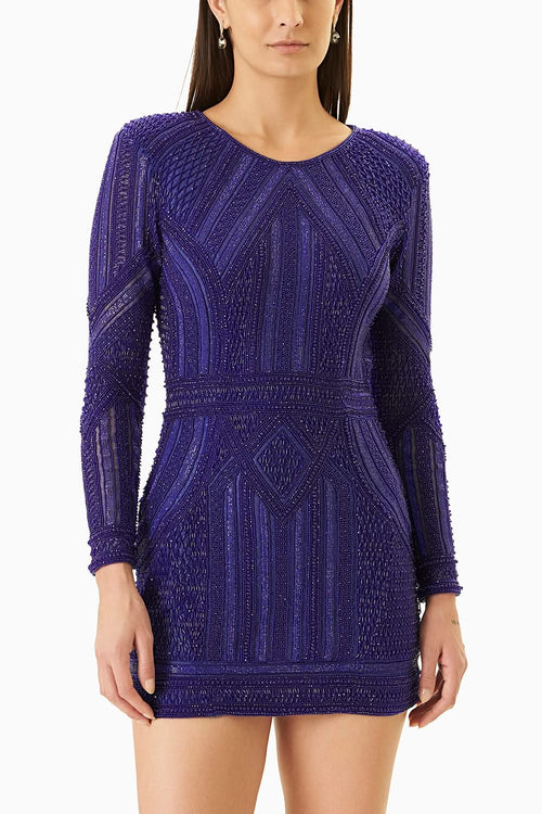 Royal Blue Embellished Cocktail Short Dress