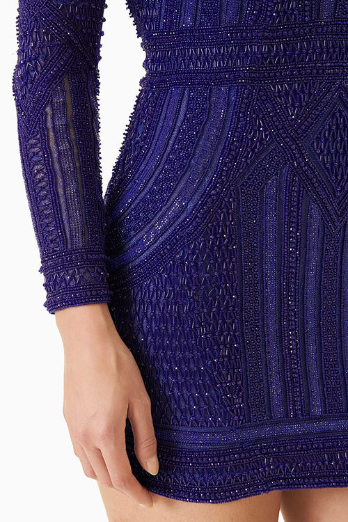 Royal Blue Embellished Cocktail Short Dress