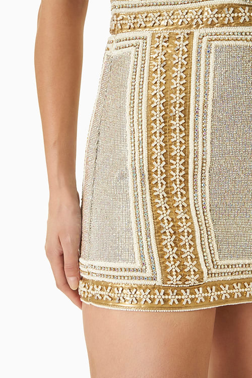 White and Golden Swarovski Short Dress