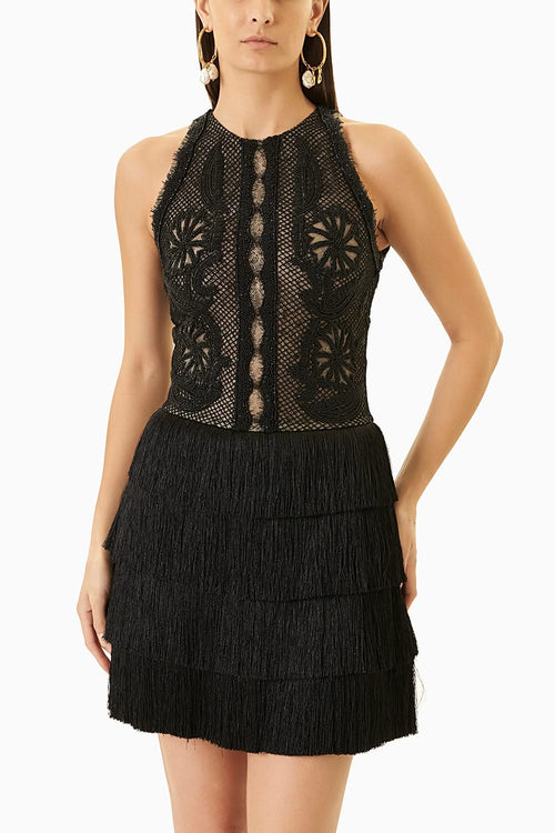Black Fringes Short Dress