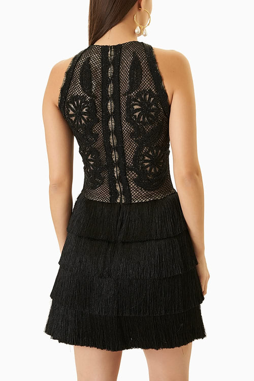 Black Fringes Short Dress