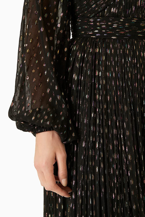 Black Off Shoulder Lurex Long Dress