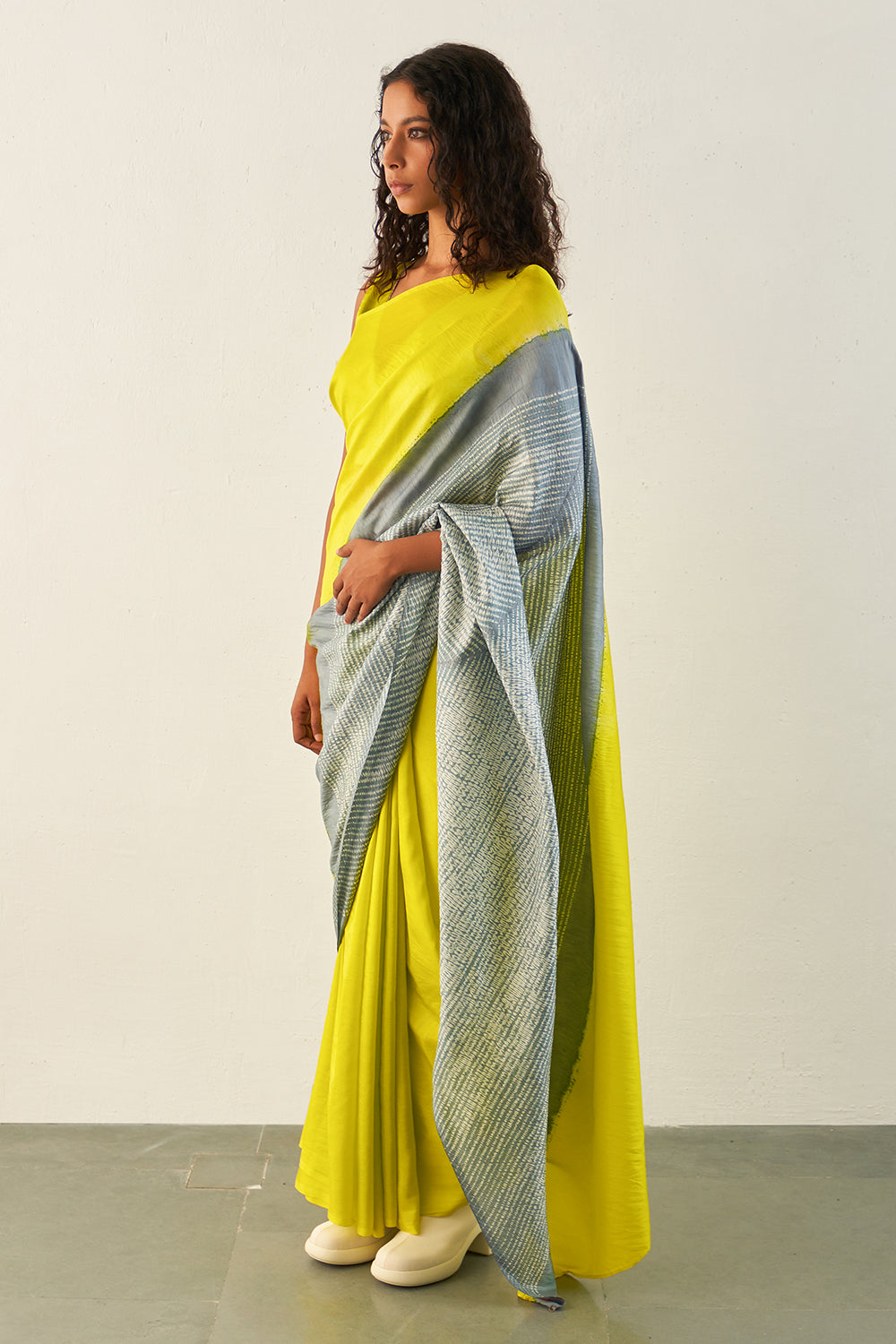 Grey Lime Stream Saree