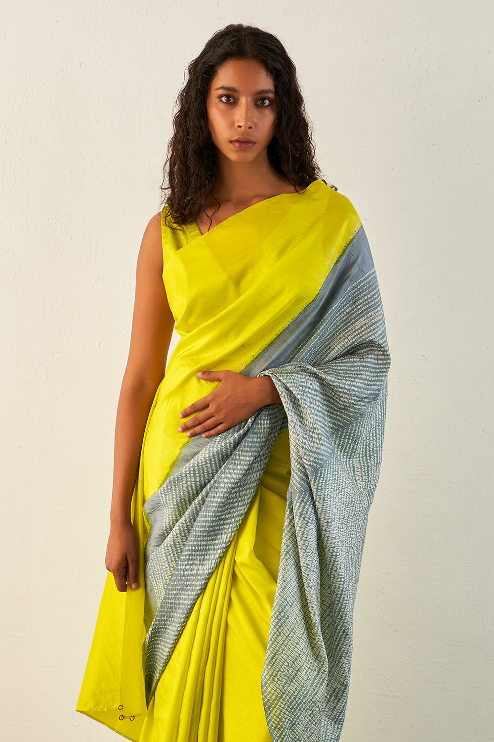 Grey Lime Stream Saree